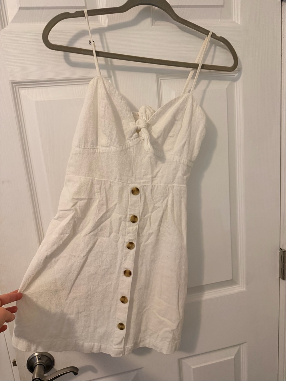 Billabong White Knotted Bust Button-Front Mini Dress